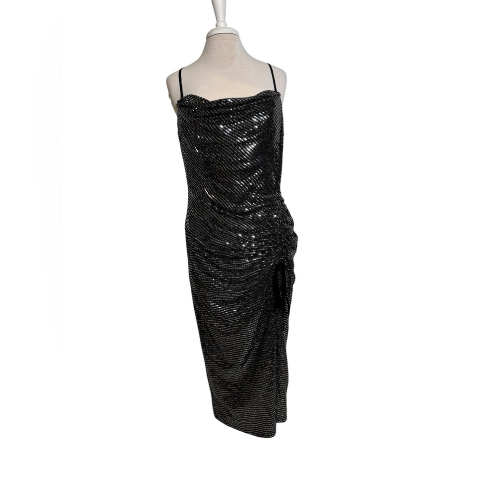 Sequin black and silver dress w/ slip in front . Large size .
